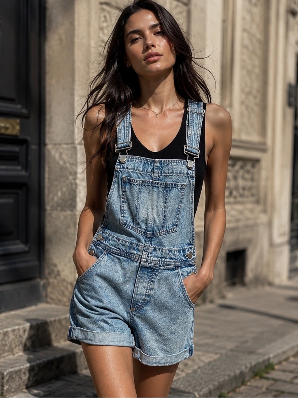 Garage Denim Overall Shorts